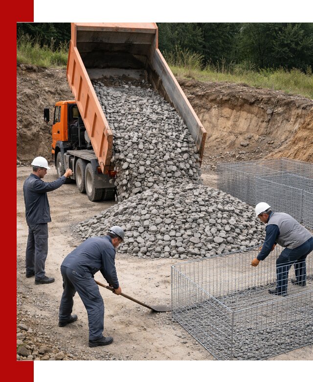 Камень для габионов с доставкой в Старом Осколе быстро и надёжно