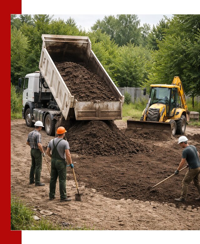 Доставка и укладка грунта для выравнивания участка в Старом Осколе