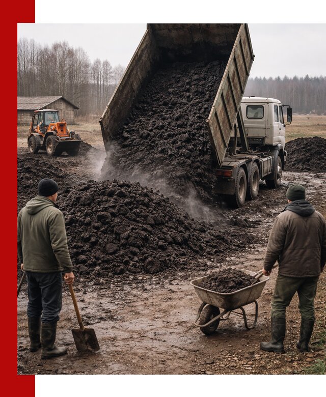 Доставка низинного торфа с разгрузкой и доставкой в Старом Осколе