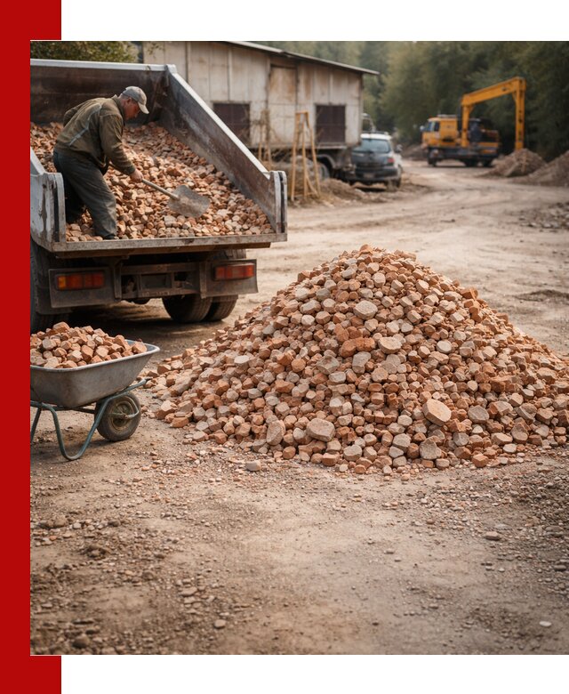 Доставка и подушка из боя кирпича с разгрузкой в Старом Осколе