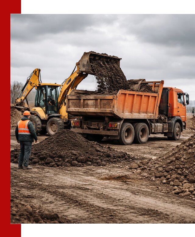 Вывоз грунта и строительного мусора в Старом Осколе грузовыми самосвалами