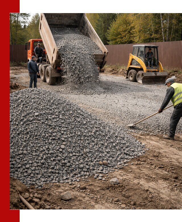 Отсыпка участка щебнем с доставкой и уплотнением в Старом Осколе